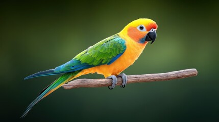 Obraz premium A colorful parrot perched on a branch, showcasing vibrant plumage.