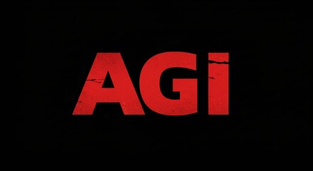 Bold Red AGI Text Logo with Cracked Texture on Black Background