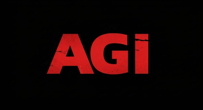 Bold Red AGI Text Logo with Cracked Texture on Black Background