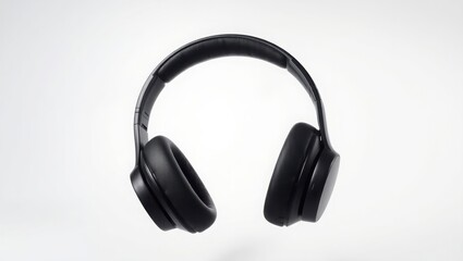 Fototapeta premium Black Wireless Over Ear Headphones Isolated on White