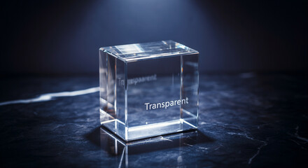 Transparent block graphic resource on dark background with reflections and textures