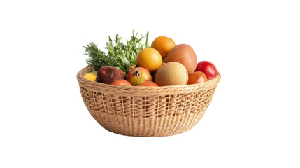 Basket with fruit and vegetable transparent background