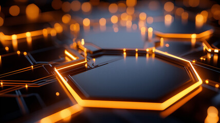 Abstract glowing hexagonal circuit design background
