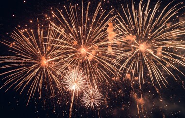 Vibrant and Colorful Fireworks Bursting in Night Sky Celebrating a Festive Event with Bright Lights, Sparkles, and Explosive Patterns for Celebration Themes