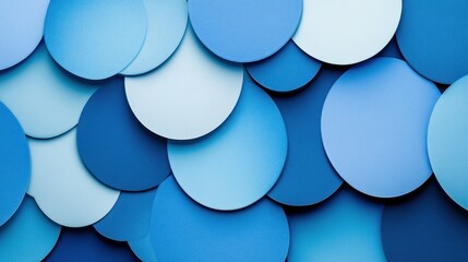 A composition of overlapping blue circles creating a textured, abstract background.