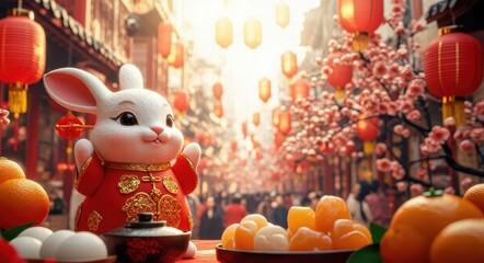 Obraz premium Lunar New Year 2025 with the Rabbit Zodiac Theme.