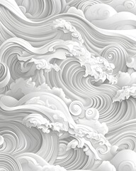 Fototapeta premium Stylized Wave Pattern in Grayscale