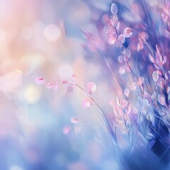 Soft Pastel Floral Background with Blurred Bokeh Effect
