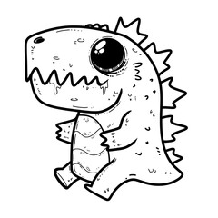 cute black and white zombie monster