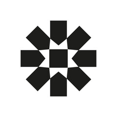 Abstract star shape. Geometric symmetrical design. Bold black outline. Minimalist vector illustration.