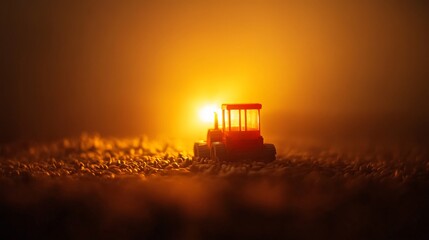 Fototapeta premium Tractor Planting Seeds in Bright Rural Background