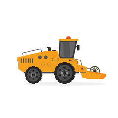 Flat tractor transport vector illustration on white background