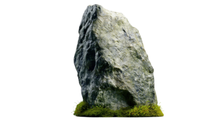 Tall rock with moss transparent background