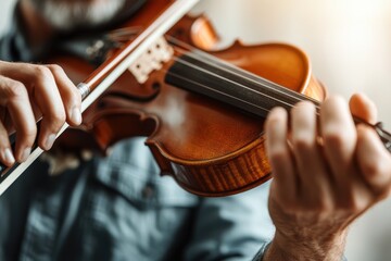 Masterful violin performance by a skilled musician in a cozy, sunlit room creating a captivating atmosphere of harmony and artistry