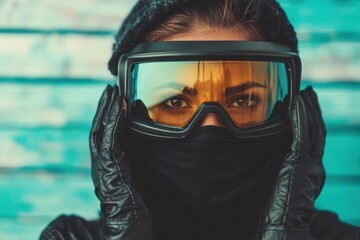 Adventurer preparing for an exhilarating snowboarding experience in a vibrant winter landscape