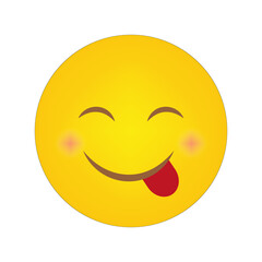 Happy face emoji. Smiling yellow symbol. Tongue out expression. Vector emoticon design.