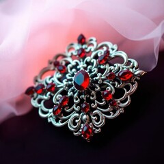A luxurious diamond and silver necklace displayed on a black background
