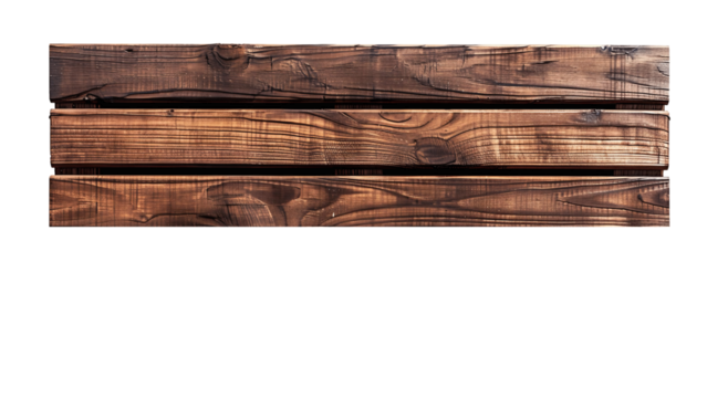 A wooden fence with a brown color. The fence is long and has a wooden texture