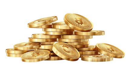 A pile of gold coins with the letter C on them