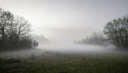 Fototapeta premium Soft Fog Overlay: A barely-there fog texture in white and light gray tones, creating a hazy landscape.
