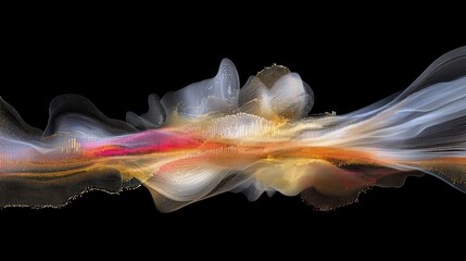 Obraz premium Abstract digital artwork featuring flowing colors and shapes on a black background.