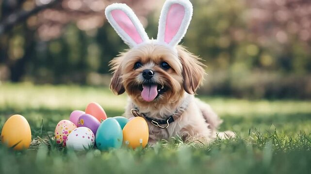 playful Easter dog bunny ears holiday cute video celebrations