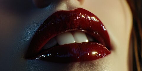 Woman's Lips with Red Lipstick