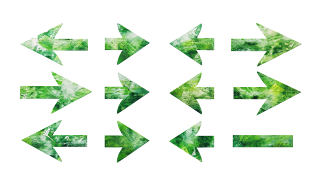 A set of green arrows pointing in different directions