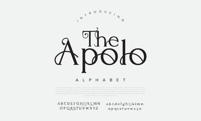 Apolo typography beauty fashion elegant minimalist serif italic fonts decorative wedding vintage retro logos. Minimal luxury font alphabet logo. Vector illustration