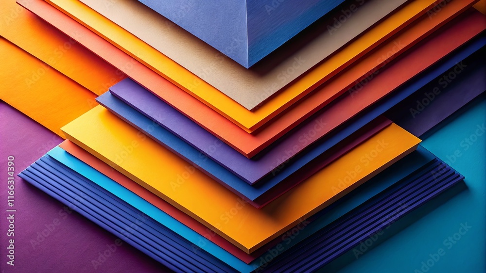 Canvas Prints abstract colorful layered geometric shapes design featuring vivid hues and textured surfaces