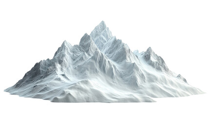 Mountain range covered with snow transparent background