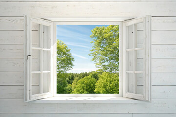 White wooden over summer window background