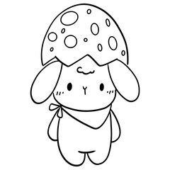 Cute bunny rabbit Easter egg cartoon for Easter day kids coloring page