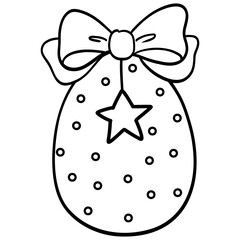 Easter egg with bow star cartoon for Easter day kids coloring page