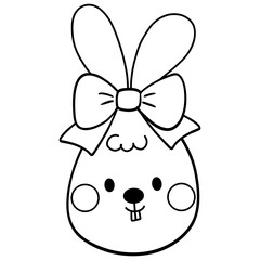 Cute bunny rabbit Easter egg cartoon for Easter day kids coloring page