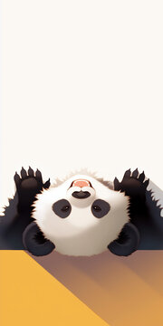 Playful Panda Lying Upside Down on a Minimalist Background Digital Illustration for Mobile Wallpaper