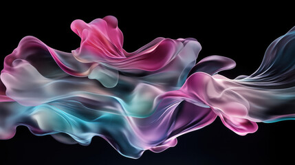 Obraz premium Abstract 3D Flowing Liquid-Like Wave Textures in Pink, Purple, and Turquoise Gradient