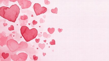 Watercolor hearts creating a romantic backdrop
