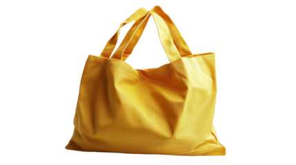 Yellow cotton eco bag transparent background