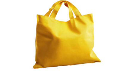 Yellow cotton eco bag transparent background