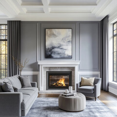 modern living room with fireplace