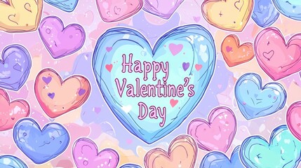 Happy Valentine's Day! Colorful Hearts Background