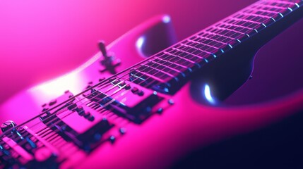 Energetic Guitar Performance: Dynamic 3D Render of Vibrant Stage Lights Reflecting off Guitarist's Fingers on Fretboard in Heavy Metal Band Style