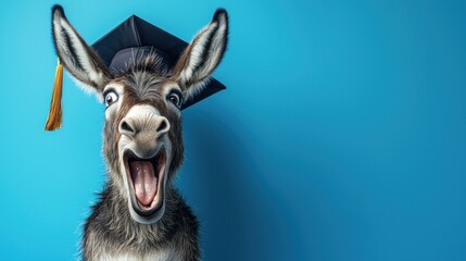 A Funny Donkey Graduate, Celebrating Academic Success with a Graduation Cap