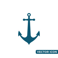 Simple Anchor Icon Design Template 