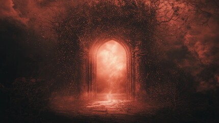 Mystical Temple of Darkness: Eerie Heavy Metal Band Art with Curiosity and Mystery