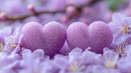 Fototapeta premium Romantic Hearts Amidst Blooming Cherry Blossoms