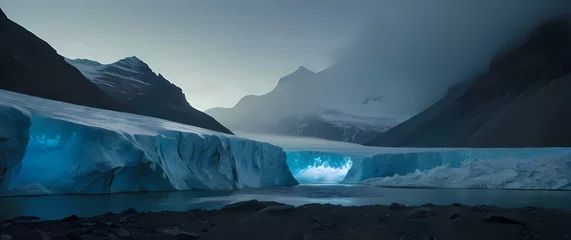 Fleecedeken met foto Capturing glistening glaciers melting amidst changing climates emphasizing environmental awareness © RobinsonIcious