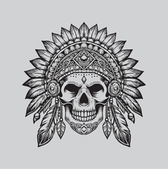 Indian skull line art