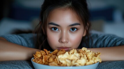 Nocturnal binge eating disorder, psychological condition marked by overeating during night, driven by emotional triggers, disrupting sleep patterns, leading to feelings of guilt, shame, poor health.